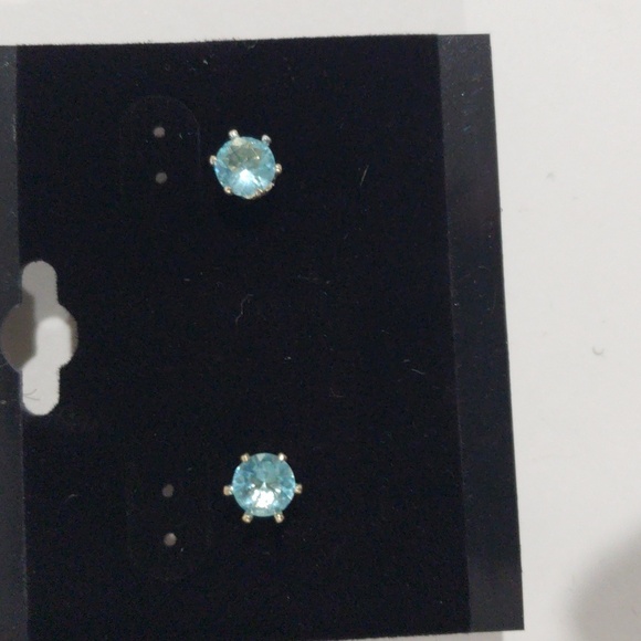 Eisenberg Ice Gold tone Sparkling Blue Crystal Stud Earrings - Women's Jewelry - Picture 5 of 8